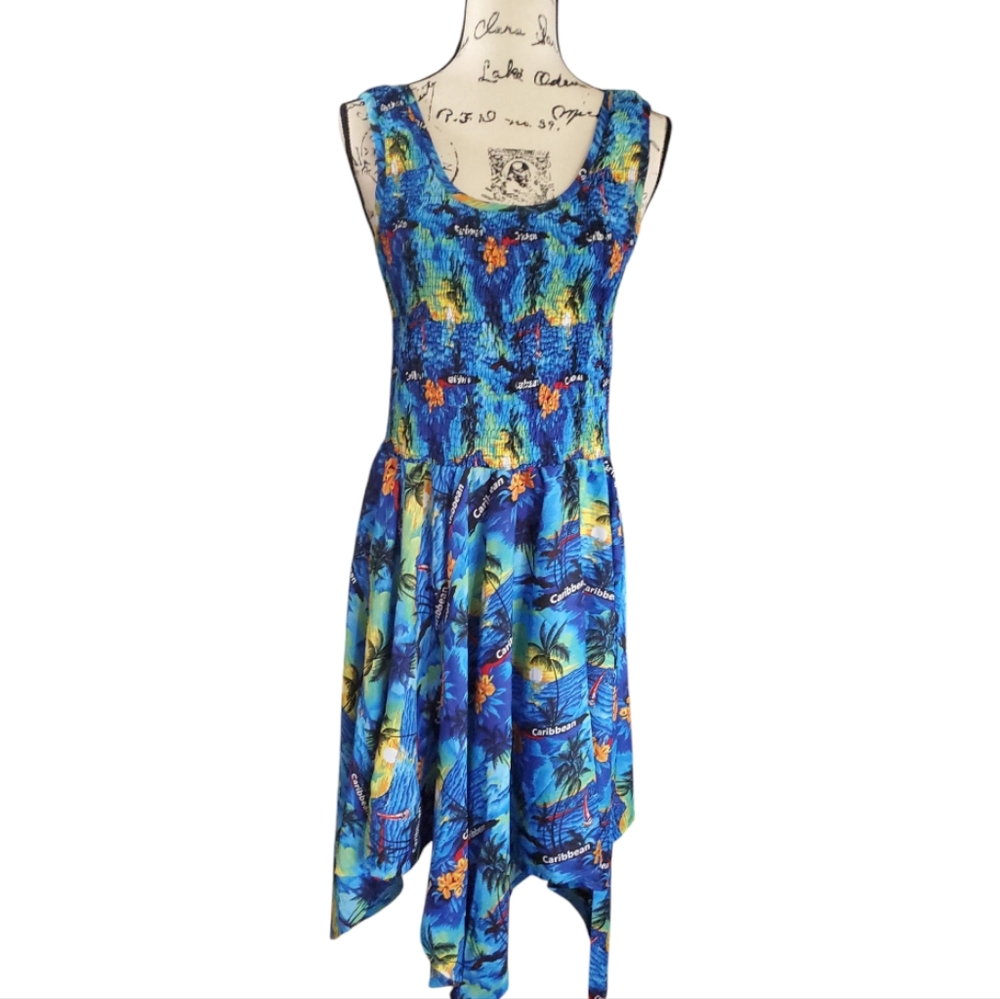 Tropical Blue Sleeveless Dress